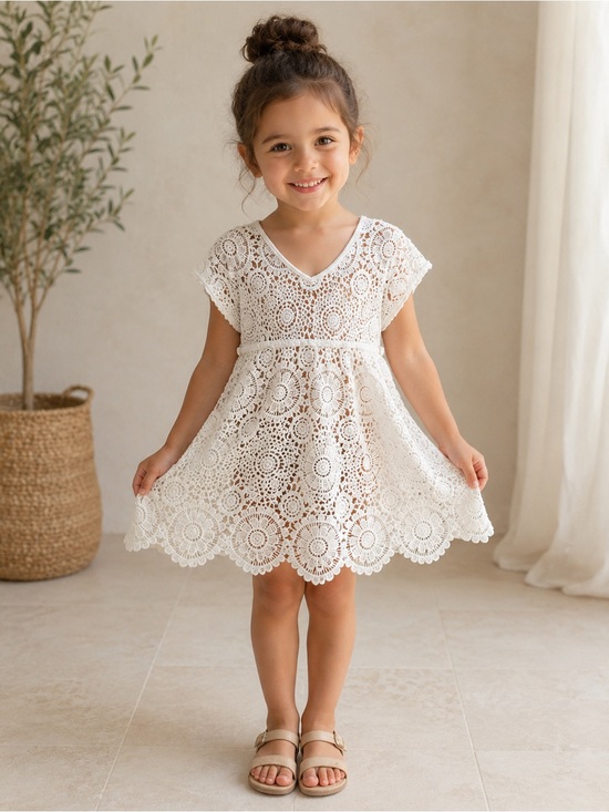 Shade & Shore Other - New Girl Shade Critter White Crotchet Lace Kaftan Bathing Suit Coverup 3